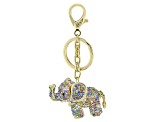 Pre-Owned Multicolor Crystal Gold Tone Elephant Key Chain