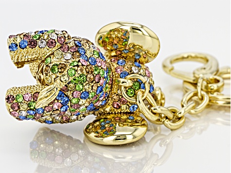 Pre-Owned Multicolor Crystal Gold Tone Elephant Key Chain