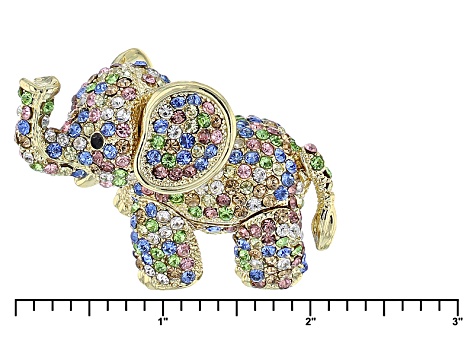 Pre-Owned Multicolor Crystal Gold Tone Elephant Key Chain