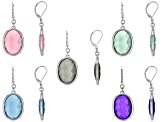 Pre-Owned Multi-color Crystal Silver Tone Earring Set of 5