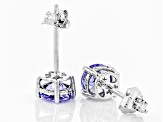 Pre-Owned Blue Tanzanite Solitaire 14k White Gold Earrings .90ctw