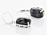 Pre-Owned Blue Pietersite Rhodium Over Sterling Silver Dangle Earrings