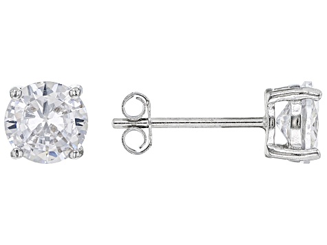 Pre-Owned Asscher Cut White Cubic Zirconia Rhodium Over Sterling Silver Earrings- Set of 2 4.25ctw