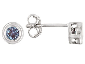 Pre-Owned Teal Lab Created Alexandrite Rhodium Over 10k White Gold Stud Earrings .34ctw