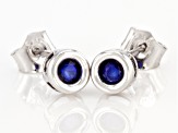 Pre-Owned Blue Sapphire Rhodium Over 10k White Gold Stud Earrings .20ctw