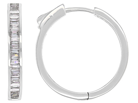 Pre-Owned White Cubic Zirconia Rhodium Over Sterling Silver Inside Out Hoop Earrings 3.36ctw