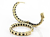 Pre-Owned Black spinel 18k yellow gold over silver hoop earrings 10.20ctw