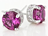 Pre-Owned Synthetic Red Corundum & White Cubic Zirconia Platineve Earrings 2.63ctw