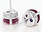 Pre-Owned Synthetic Red Corundum & White Cubic Zirconia Platineve Earrings 2.63ctw