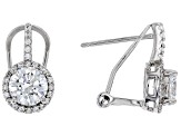 Pre-Owned White Cubic Zirconia Rhodium Over Sterling Silver Earrings Set of 3 12.35ctw