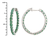 Pre-Owned Green Zambian Emerald Sterling Silver Hoop Earrings 3.78ctw