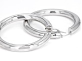 Pre-Owned Moda Al Massimo® Rhodium Over Bronze 51mm X 6mm Polished Hoop Earrings