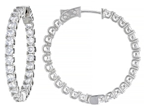 Pre-Owned White Cubic Zirconia Rhodium Over Sterling Silver Inside Out Hoop Earrings 9.50ctw