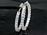 Pre-Owned White Cubic Zirconia Rhodium Over Sterling Silver Inside Out Hoop Earrings 9.50ctw