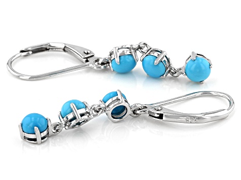 Pre-Owned Blue Sleeping Beauty Turquoise Rhodium Over Silver Earrings