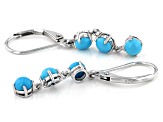 Pre-Owned Blue Sleeping Beauty Turquoise Rhodium Over Silver Earrings