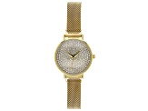 Pre-Owned Ladies Gold Tone Stainless Steel Mesh Band With Magnetic Clasp & Crystal Watch