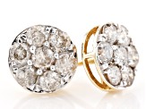 Pre-Owned Diamond 10k Yellow Gold Cluster Earrings 1.00ctw