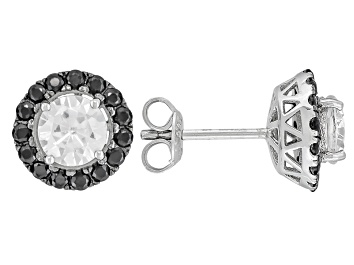 Picture of Pre-Owned White Zircon Rhodium Over Sterling Silver Stud Earrings 4.13ctw
