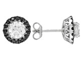 Pre-Owned White Zircon Rhodium Over Sterling Silver Stud Earrings 4.13ctw