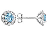 Pre-Owned Blue Zircon Rhodium Over Sterling Silver Stud Earrings 1.90ctw