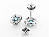 Pre-Owned Blue Zircon Rhodium Over Sterling Silver Stud Earrings 1.90ctw