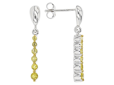 Pre-Owned Yellow Tourmaline Sterling Silver Dangle Earrings .52ctw