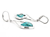 Pre-Owned Blue Turquoise Sterling Silver Solitaire Dangle Earrings 6.25ctw