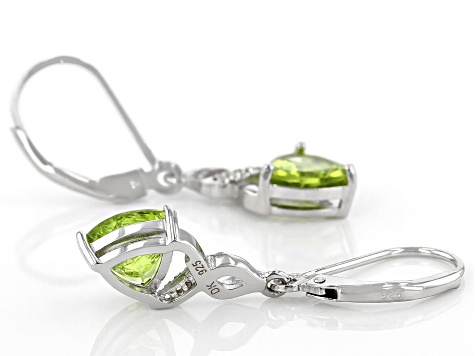Pre-Owned Green Peridot Rhodium Over Silver Earrings 2.21ctw