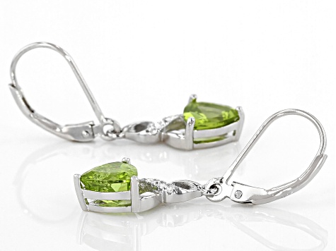 Pre-Owned Green Peridot Rhodium Over Silver Earrings 2.21ctw