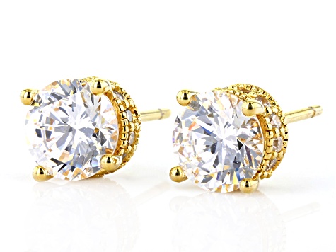 Pre-Owned Cubic Zirconia 18k Yellow Gold Over Sterling Silver Earrings 3.59ctw