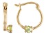 Pre-Owned Green Peridot 10k Yellow Gold Children's Hoop Earrings .07ctw