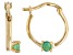 Pre-Owned Green Sakota Emerald 10k Yellow Gold Child's Hoop Earrings .10ctw