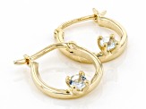 Pre-Owned Blue Aquamarine 10k Yellow Gold Child's Hoop Earrings .07ctw