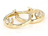 Pre-Owned White Zircon 10k Yellow Gold Children's Hoop Earrings .11ctw