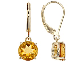Pre-Owned Yellow Brazilian citrine 18K yellow gold over sterling silver solitaire earrings 3.75ctw
