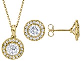 Pre-Owned White Cubic Zirconia 18k Yellow Gold Over Sterling Silver Pendant And Earrings Set 4.23ctw