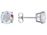 Pre-Owned Aurora Borealis Cubic Zirconia Rhodium Over Sterling Silver Earrings 4.80ctw