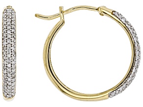 Pre-Owned Engild™ White Diamond 14k Yellow Gold Over Sterling Silver Hoop Earrings 0.40ctw