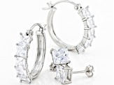 Pre-Owned White Cubic Zirconia Rhodium Over Sterling Silver Earring Set 8.73ctw