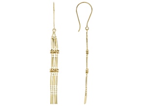Pre-Owned 14K Yellow Gold Polished and Diamond Cut Beaded Drop Earrings