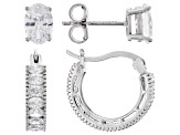 Pre-Owned White Cubic Zirconia Rhodium Over Sterling Silver Earring Set 4.18ctw