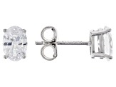 Pre-Owned White Cubic Zirconia Rhodium Over Sterling Silver Earring Set 4.18ctw