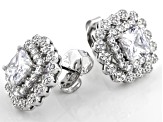 Pre-Owned White Cubic Zirconia Rhodium Over Sterling Silver Stud Earrings 7.52ctw