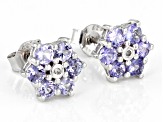Pre-Owned Blue tanzanite rhodium over sterling silver earrings 1.23ctw