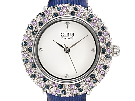 Pre-Owned Burgi™ Crystals  and Leather Band Watch