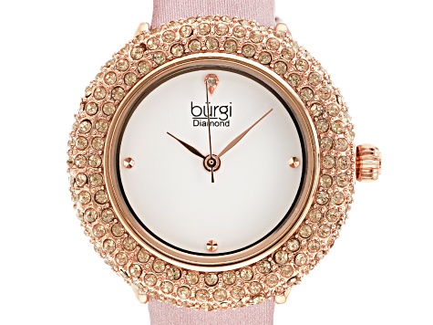 Pre-Owned Burgi™  Crystals and Leather Band Watch