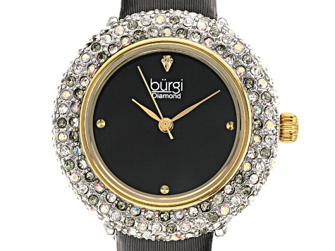 Pre-Owned Burgi™ Crystals and Leather Band Watch