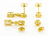 Pre-Owned White Cubic Zirconia 18K Yellow Gold Over Sterling Silver Earrings Set of 2 6.86ctw
