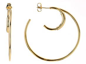 Pre-Owned 18K Yellow Gold Over Bronze Double Tube J-Hoop Earrings